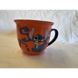 Disney Store Authentic Stitch Coffee Mug Cup  Orange And Blue
